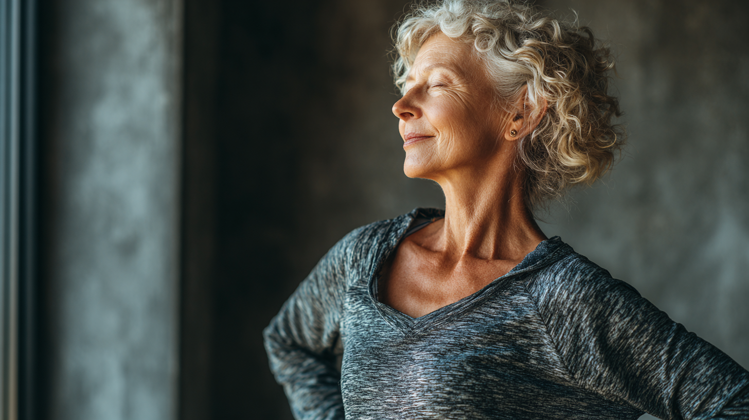 Seniori folosind aplicații mobile pentru yoga